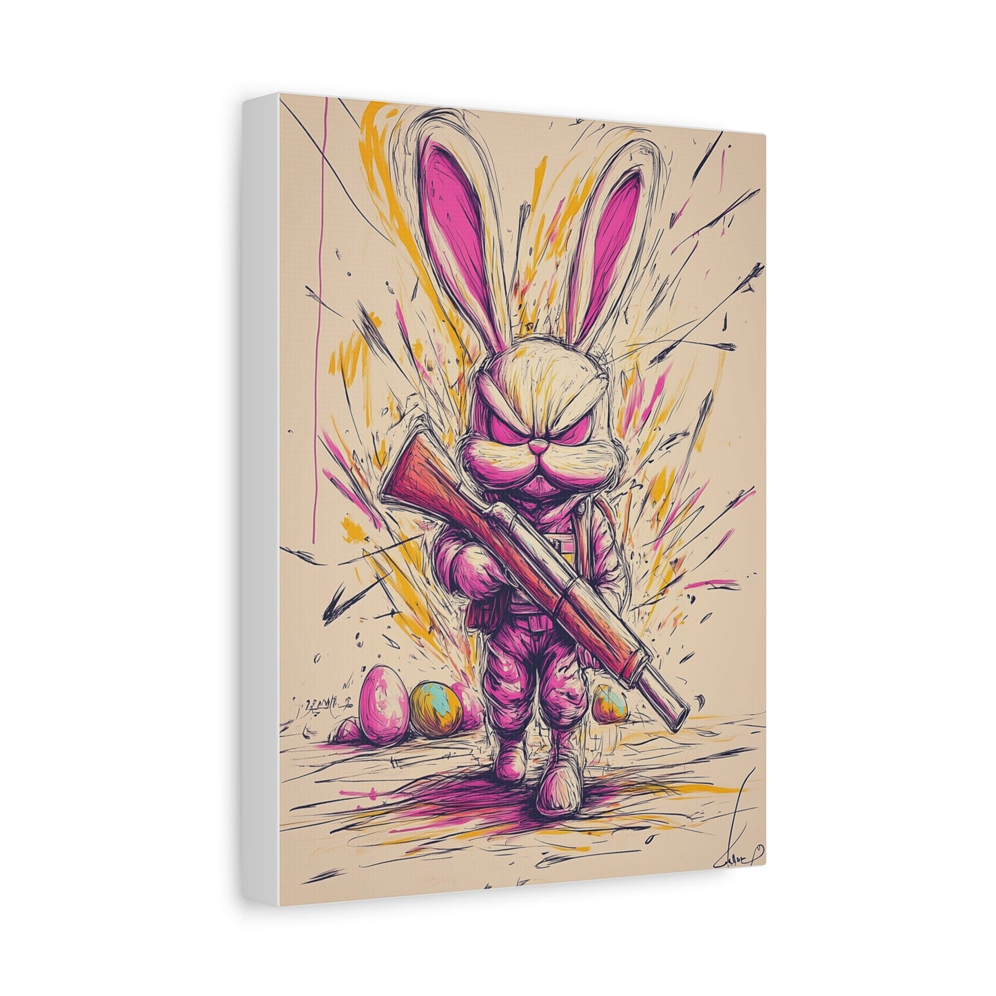 ﻿Battle-Ready Bunny: Fierce Matte Canvas Decor