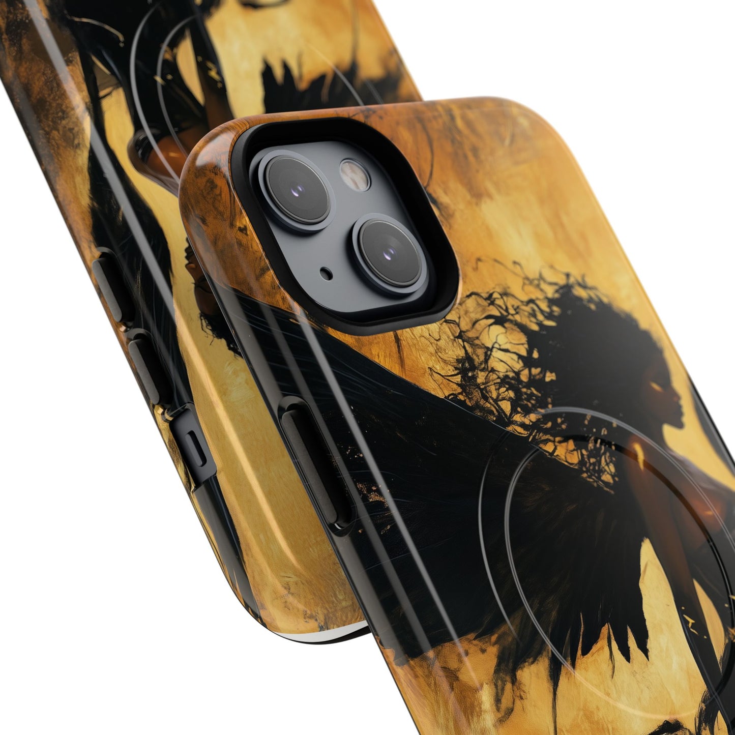 Midnight Ember: The Ebony Angel AI Phone Case