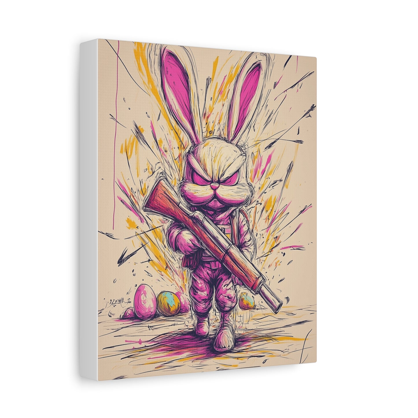 ﻿Battle-Ready Bunny: Fierce Matte Canvas Decor