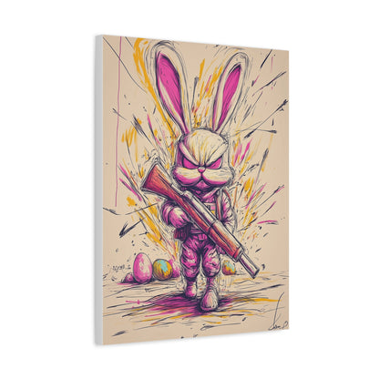 ﻿Battle-Ready Bunny: Fierce Matte Canvas Decor