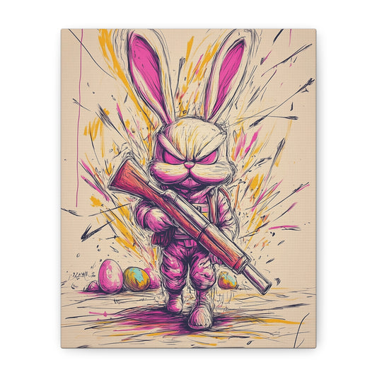 ﻿Battle-Ready Bunny: Fierce Matte Canvas Decor