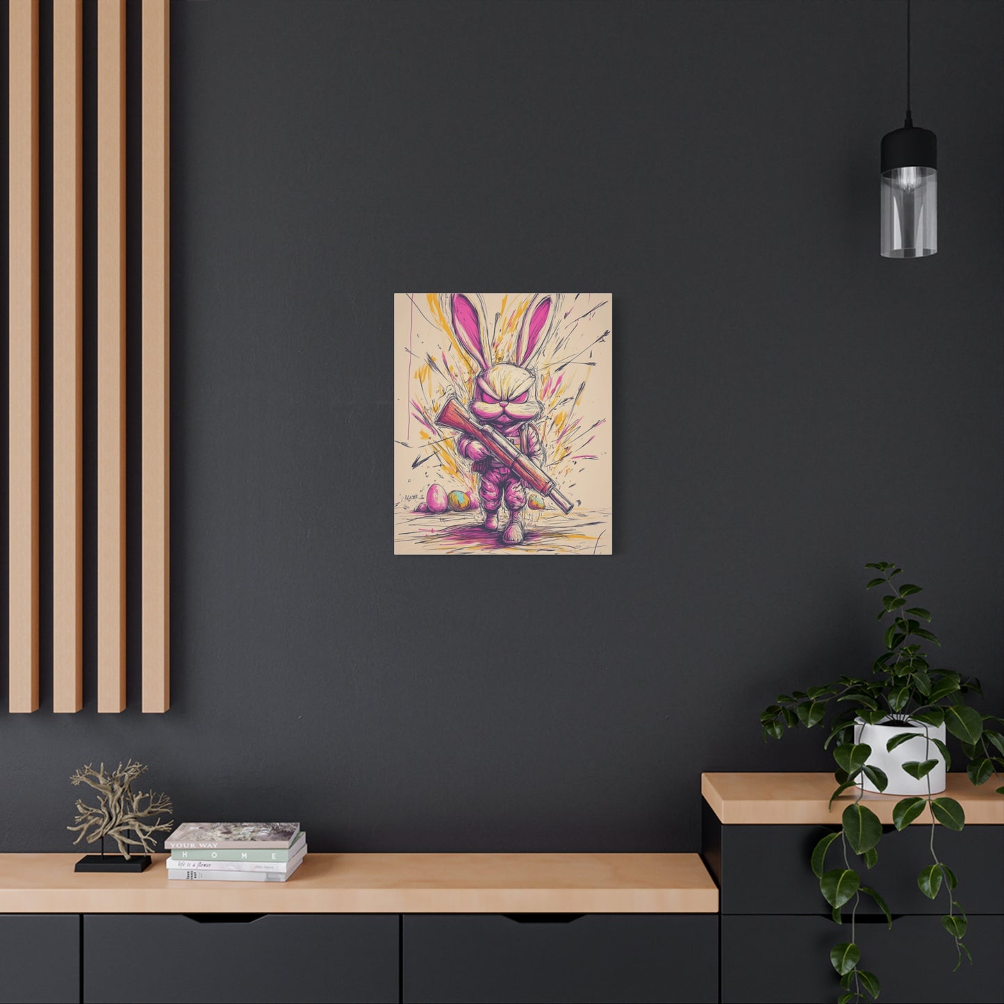 ﻿Battle-Ready Bunny: Fierce Matte Canvas Decor