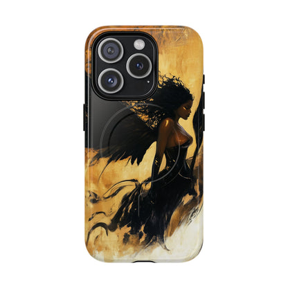 Midnight Ember: The Ebony Angel AI Phone Case