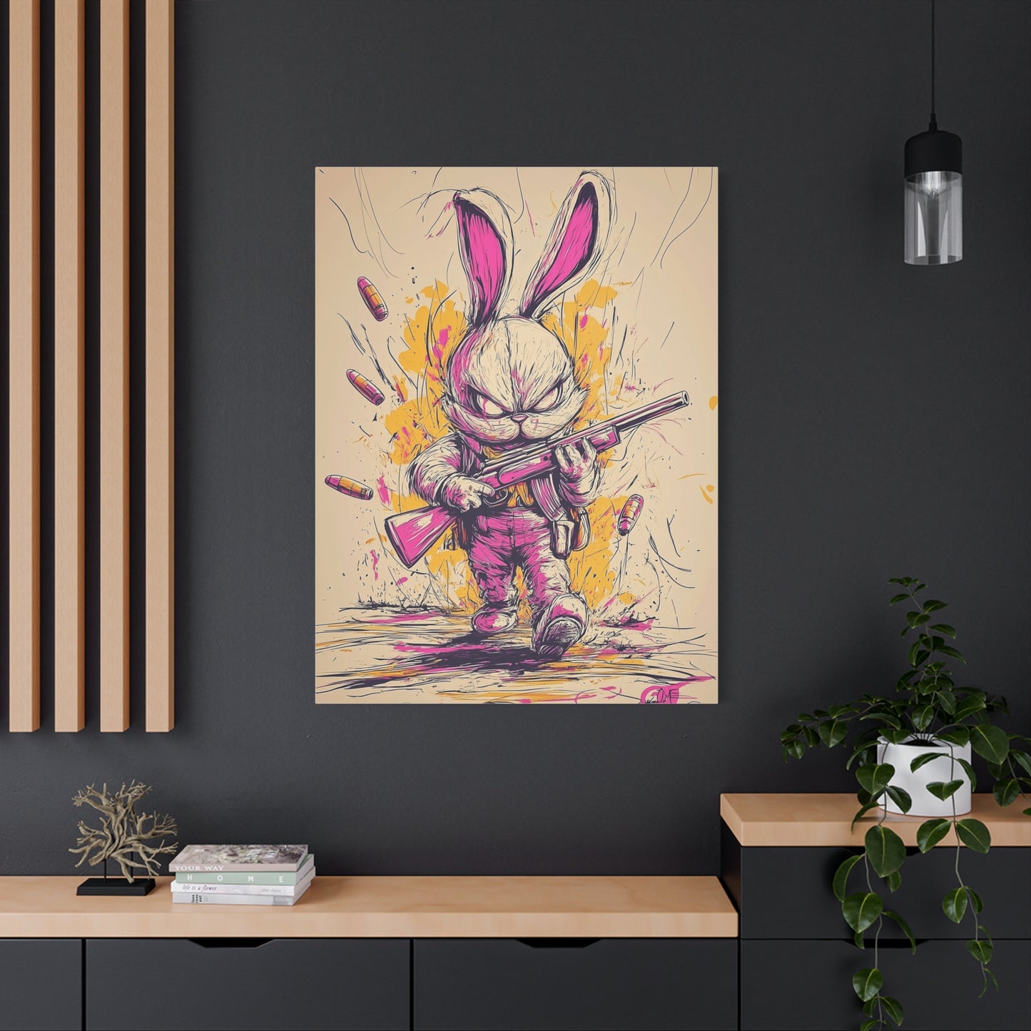 Battle-Ready Bunny: Fierce Matte Canvas Decor