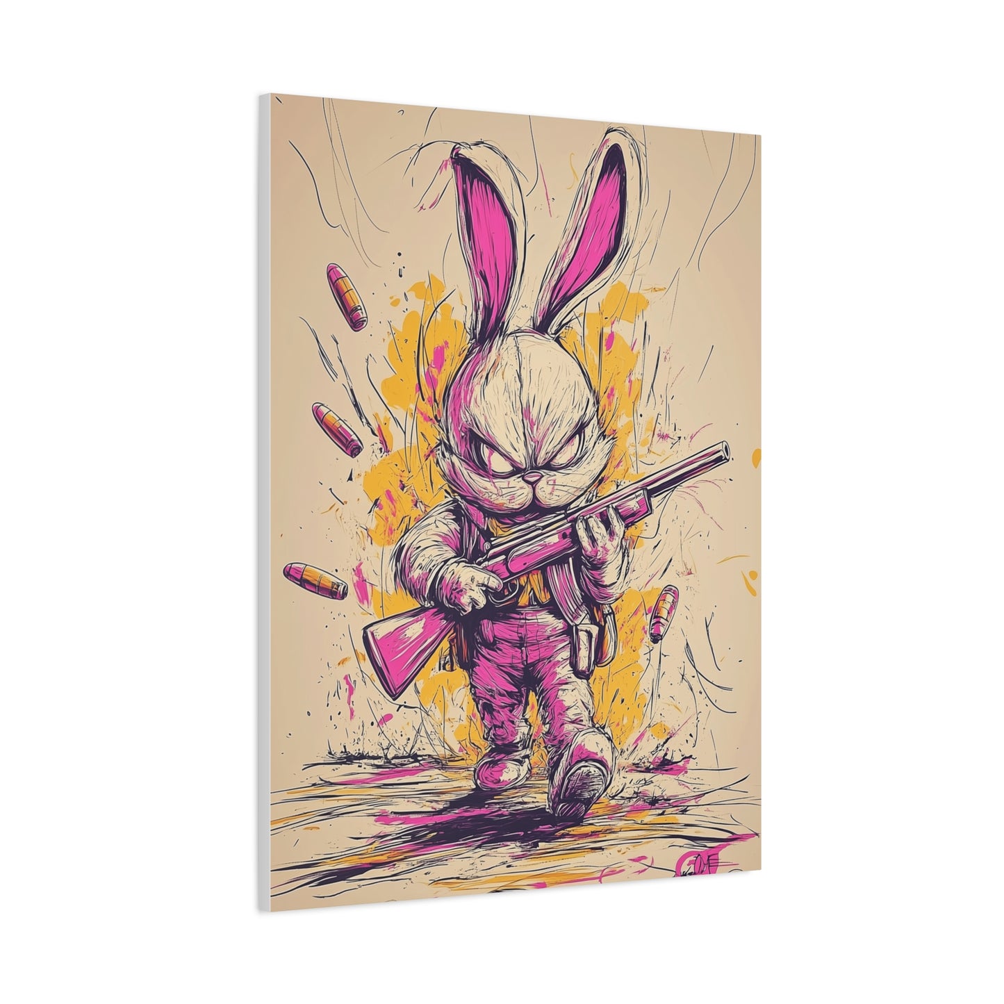 Battle-Ready Bunny: Fierce Matte Canvas Decor