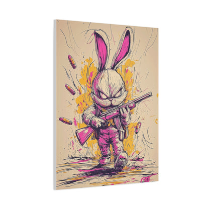 Battle-Ready Bunny: Fierce Matte Canvas Decor