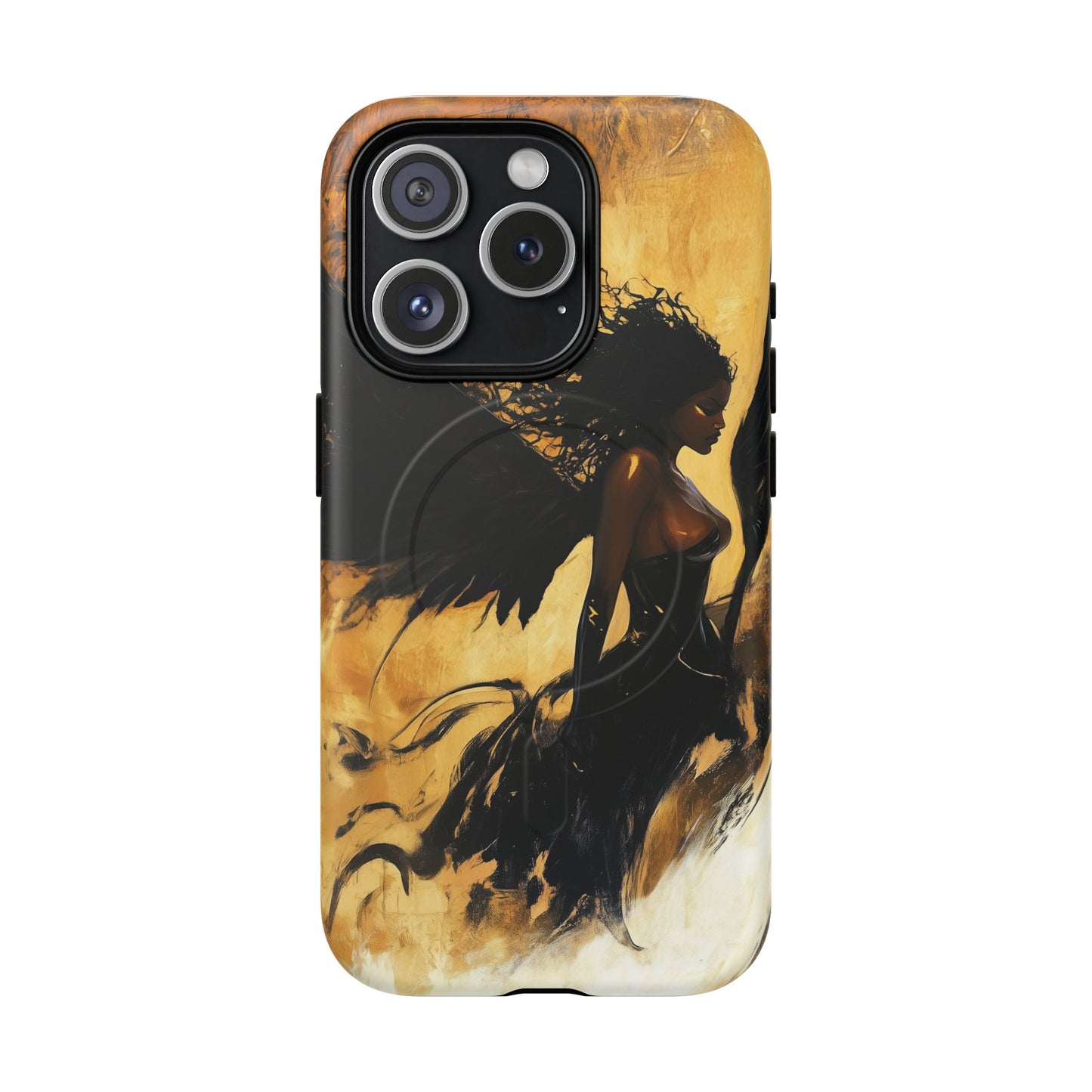 Midnight Ember: The Ebony Angel AI Phone Case