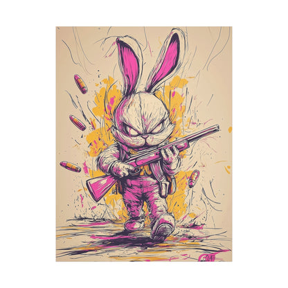 Battle-Ready Bunny: Fierce Matte Canvas Decor