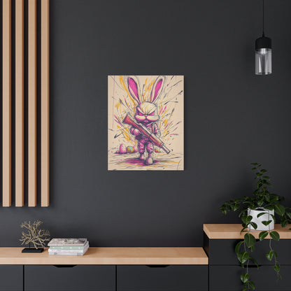 ﻿Battle-Ready Bunny: Fierce Matte Canvas Decor