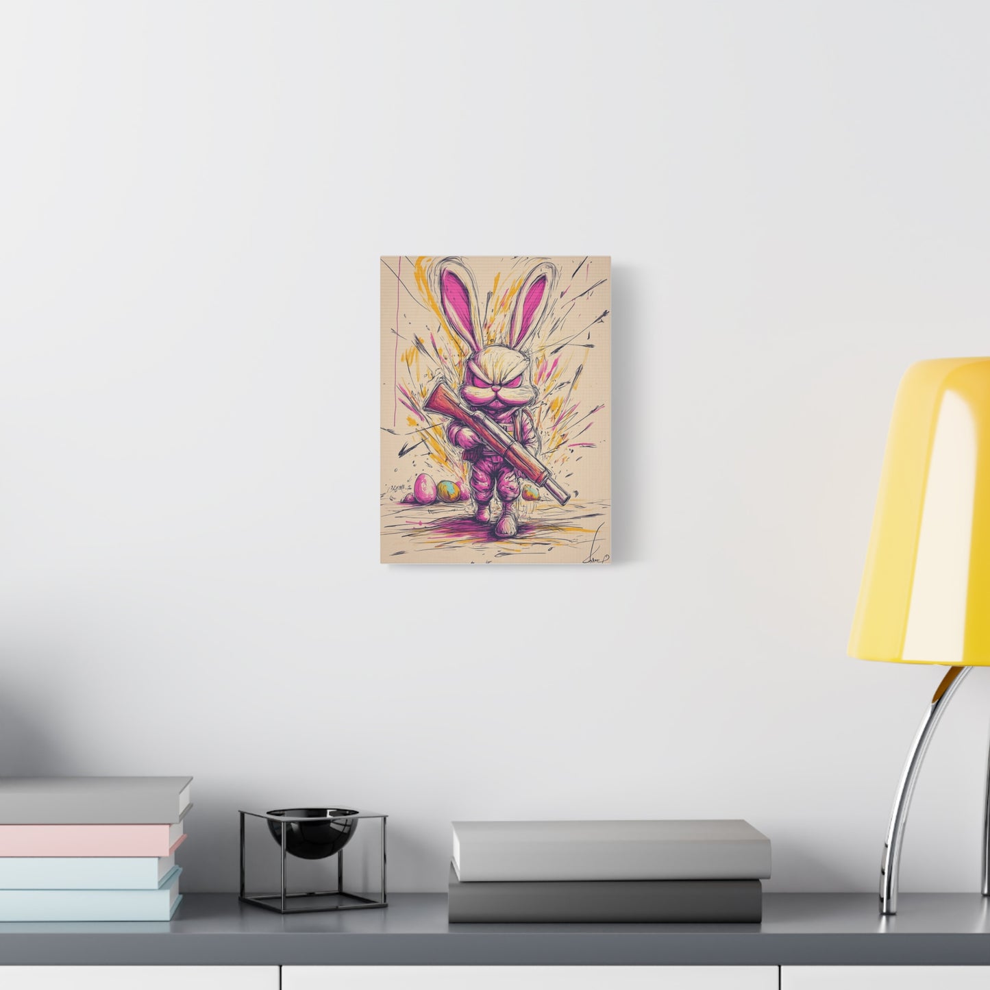 ﻿Battle-Ready Bunny: Fierce Matte Canvas Decor