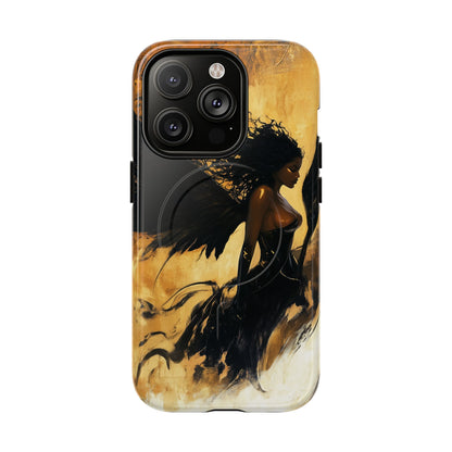 Midnight Ember: The Ebony Angel AI Phone Case