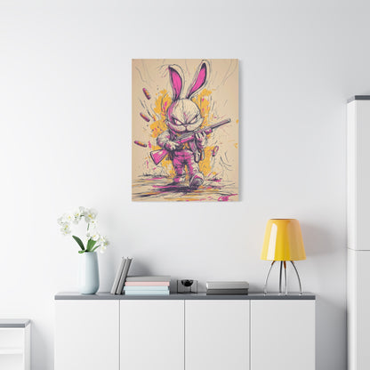 Battle-Ready Bunny: Fierce Matte Canvas Decor