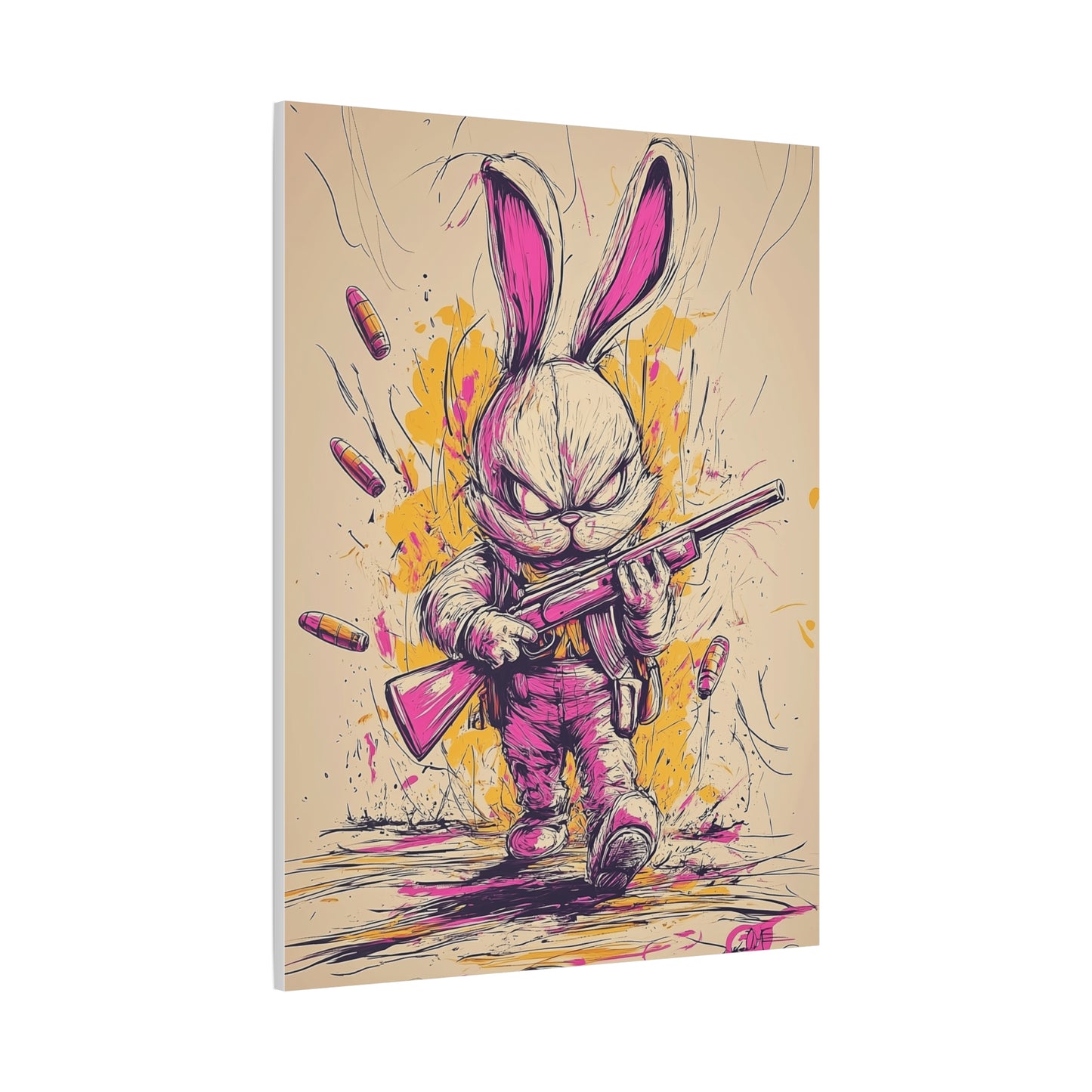 Battle-Ready Bunny: Fierce Matte Canvas Decor