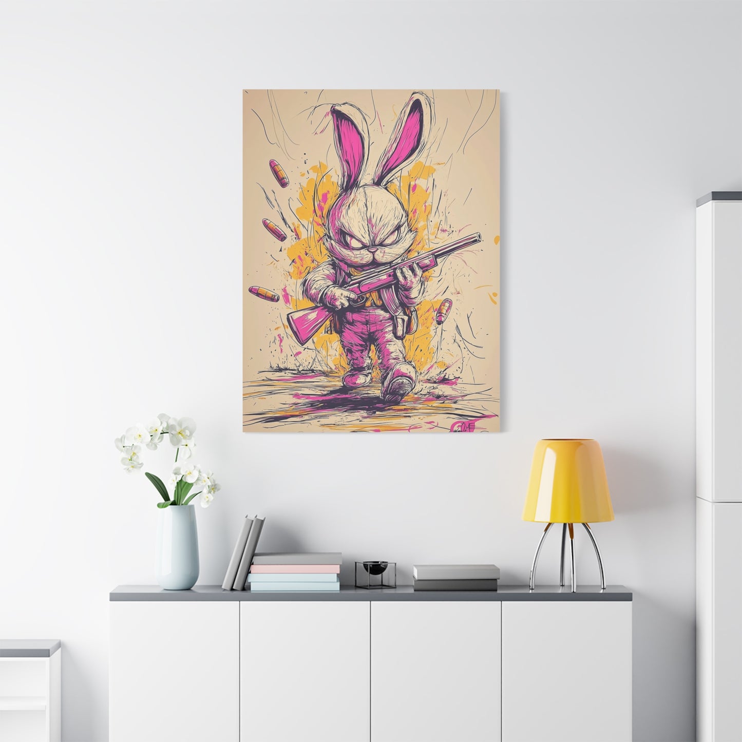 Battle-Ready Bunny: Fierce Matte Canvas Decor