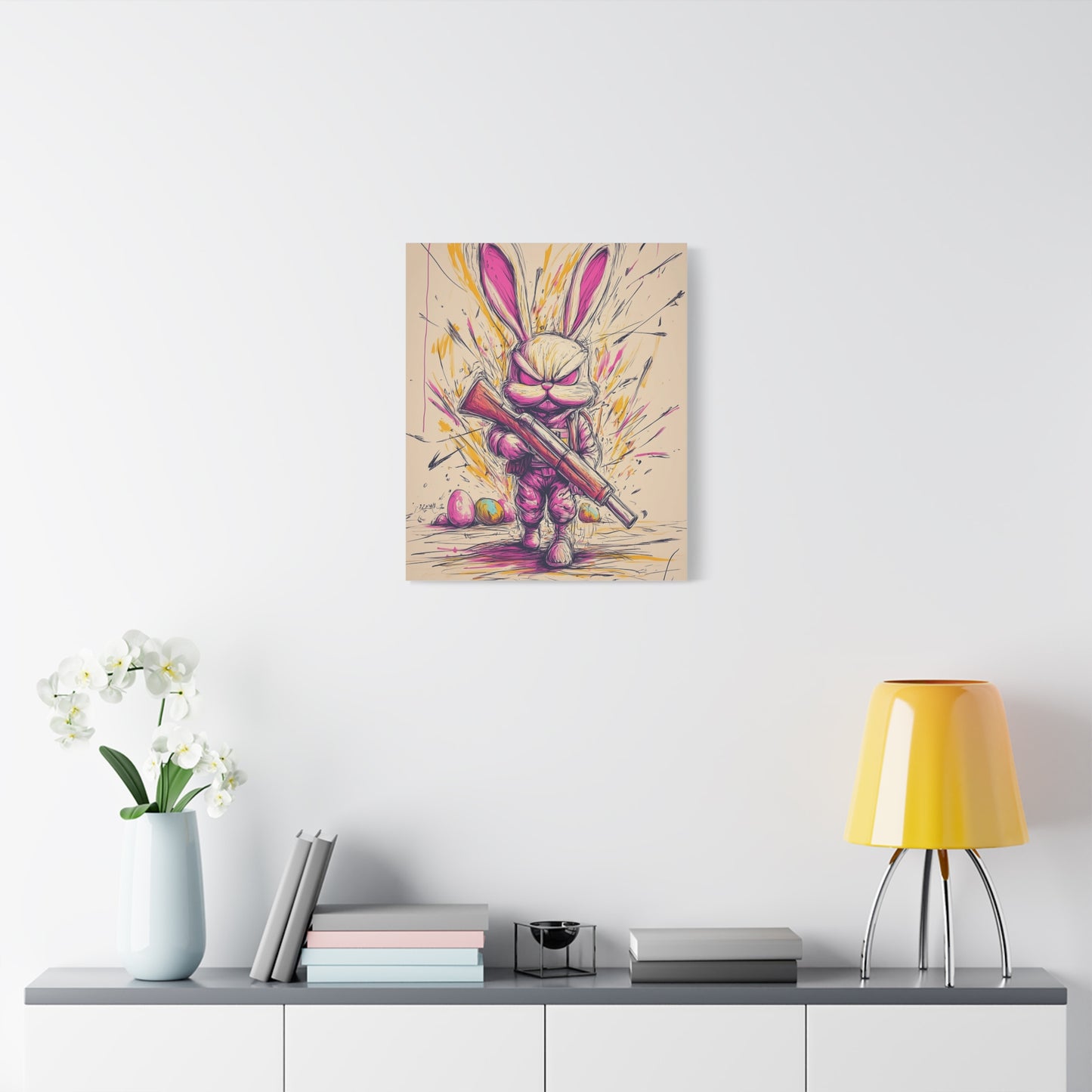 ﻿Battle-Ready Bunny: Fierce Matte Canvas Decor