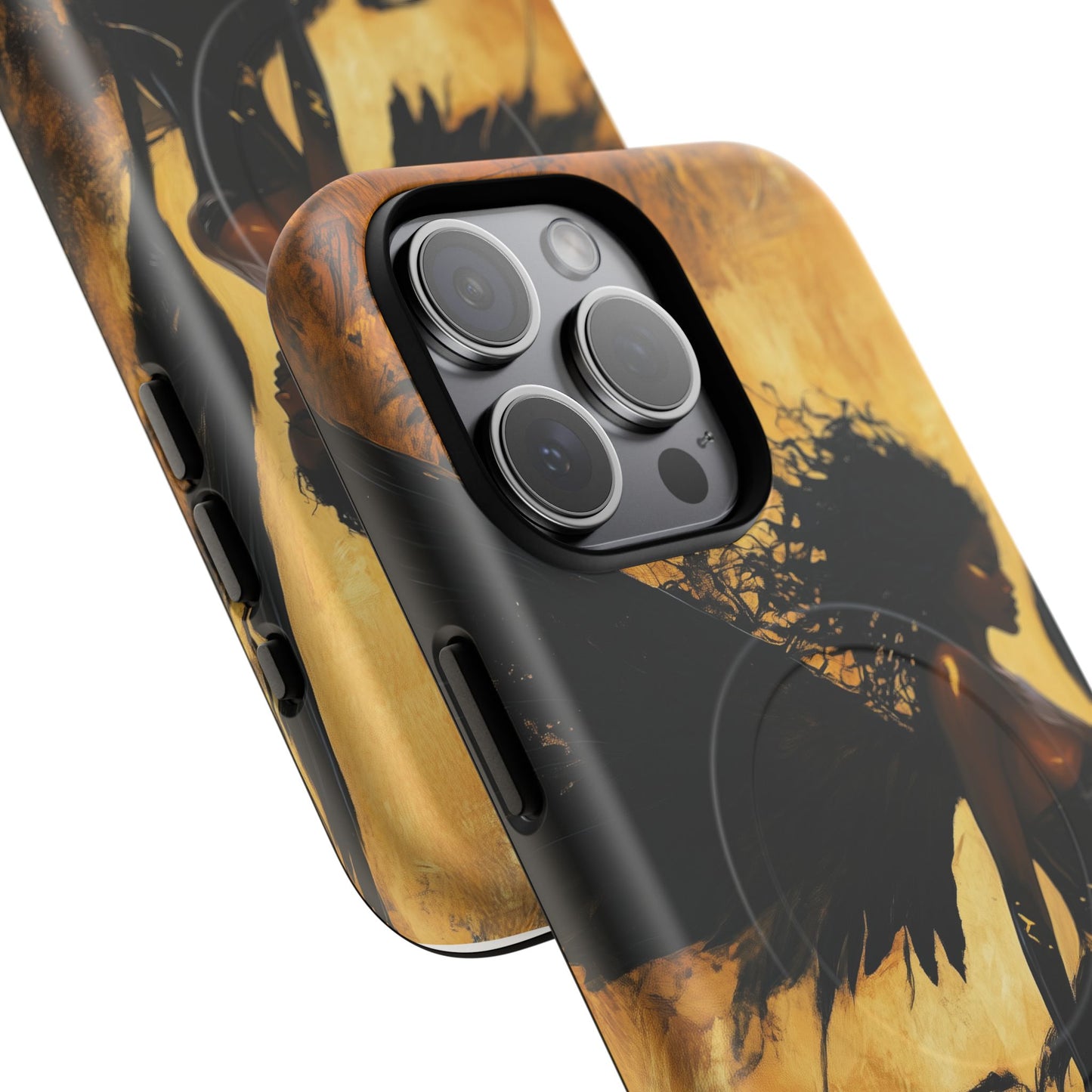 Midnight Ember: The Ebony Angel AI Phone Case