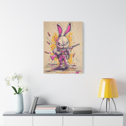 Battle-Ready Bunny: Fierce Matte Canvas Decor