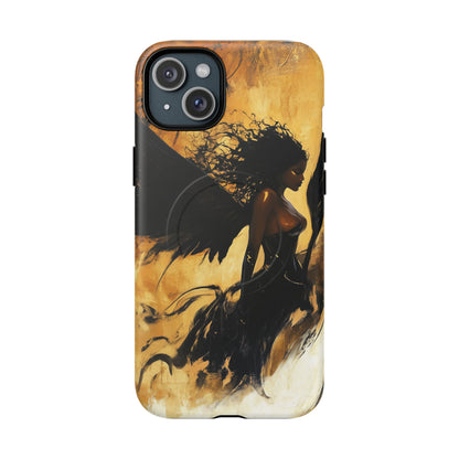 Midnight Ember: The Ebony Angel AI Phone Case