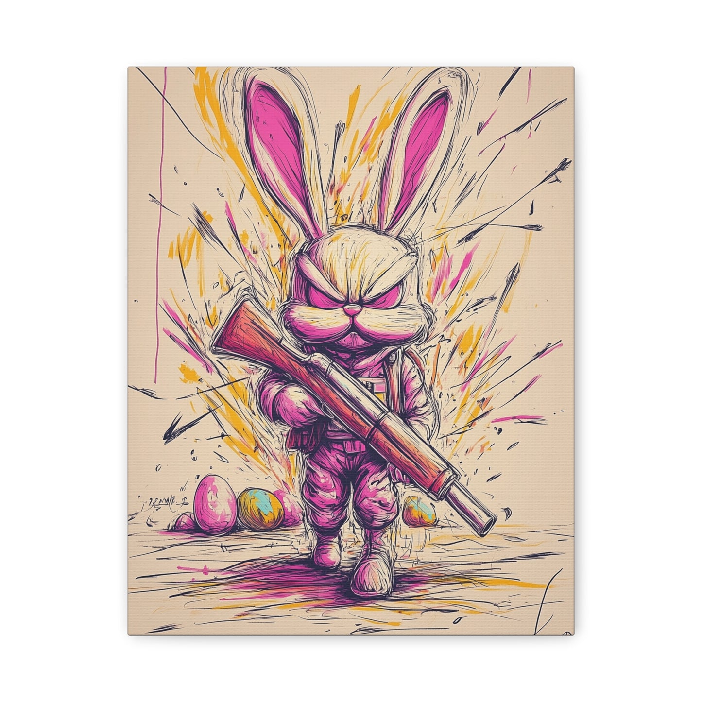 ﻿Battle-Ready Bunny: Fierce Matte Canvas Decor