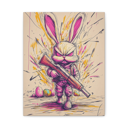 ﻿Battle-Ready Bunny: Fierce Matte Canvas Decor