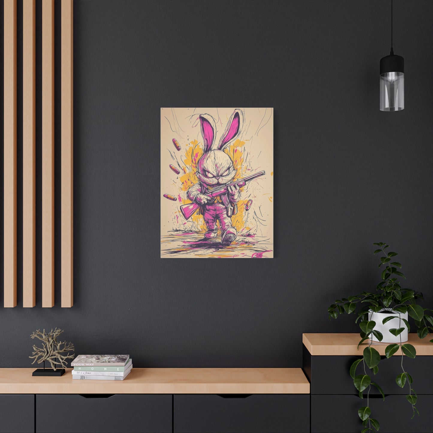 Battle-Ready Bunny: Fierce Matte Canvas Decor