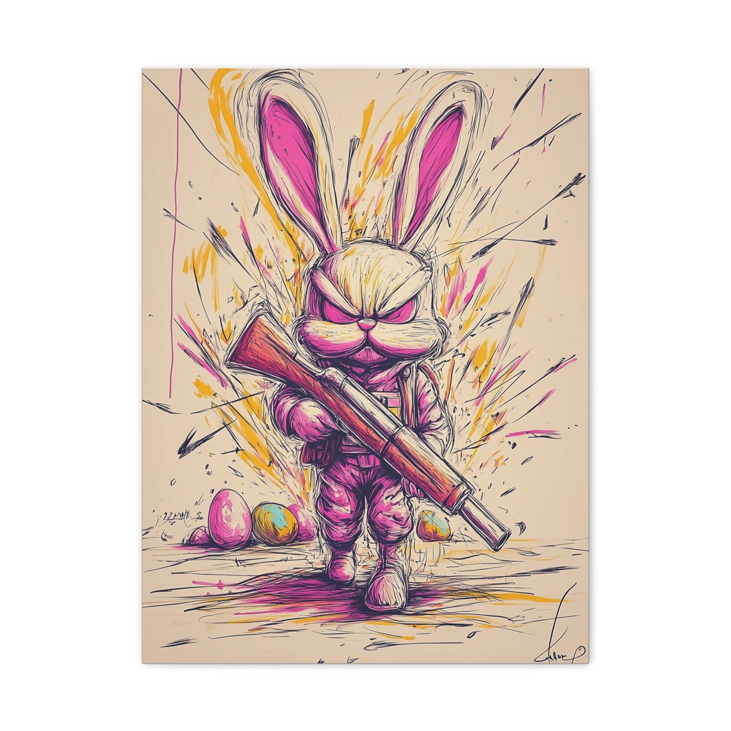 ﻿Battle-Ready Bunny: Fierce Matte Canvas Decor