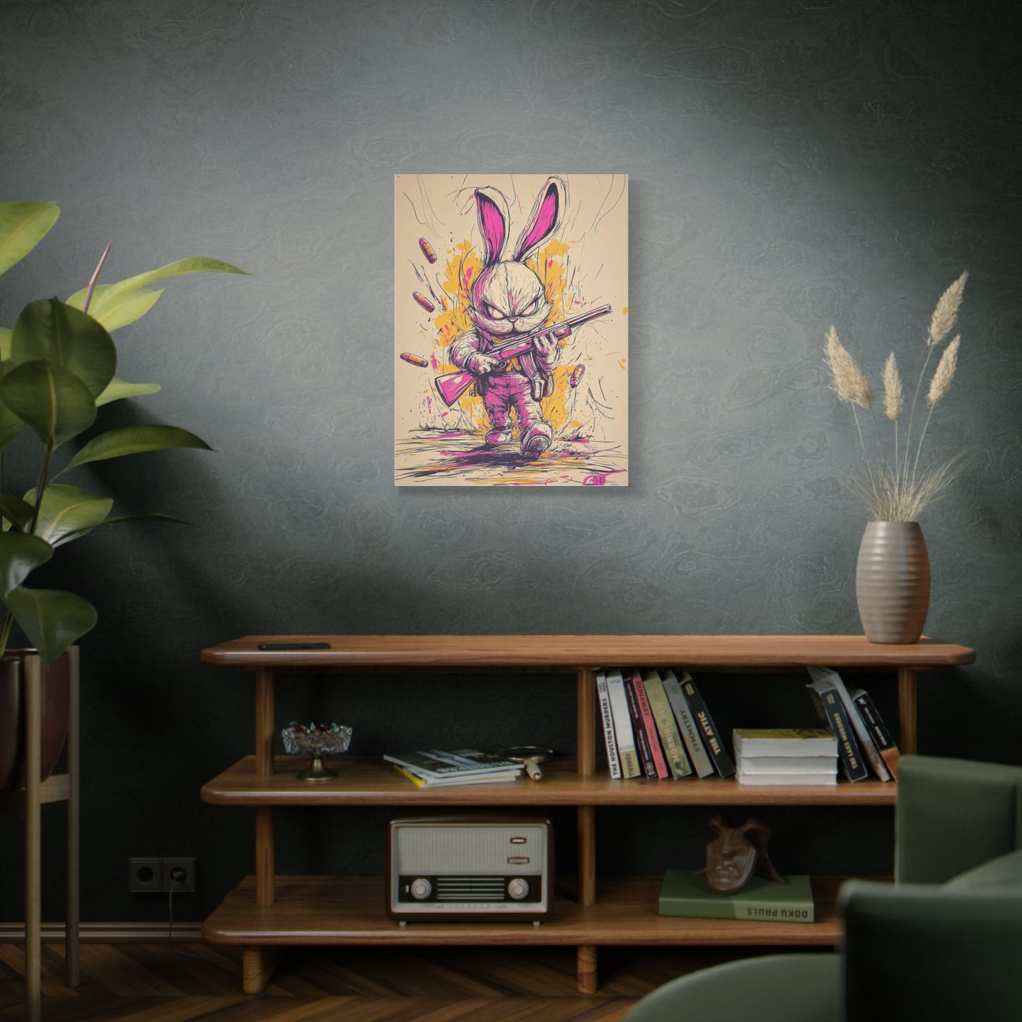 Battle-Ready Bunny: Fierce Matte Canvas Decor