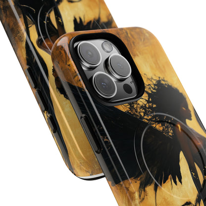 Midnight Ember: The Ebony Angel AI Phone Case