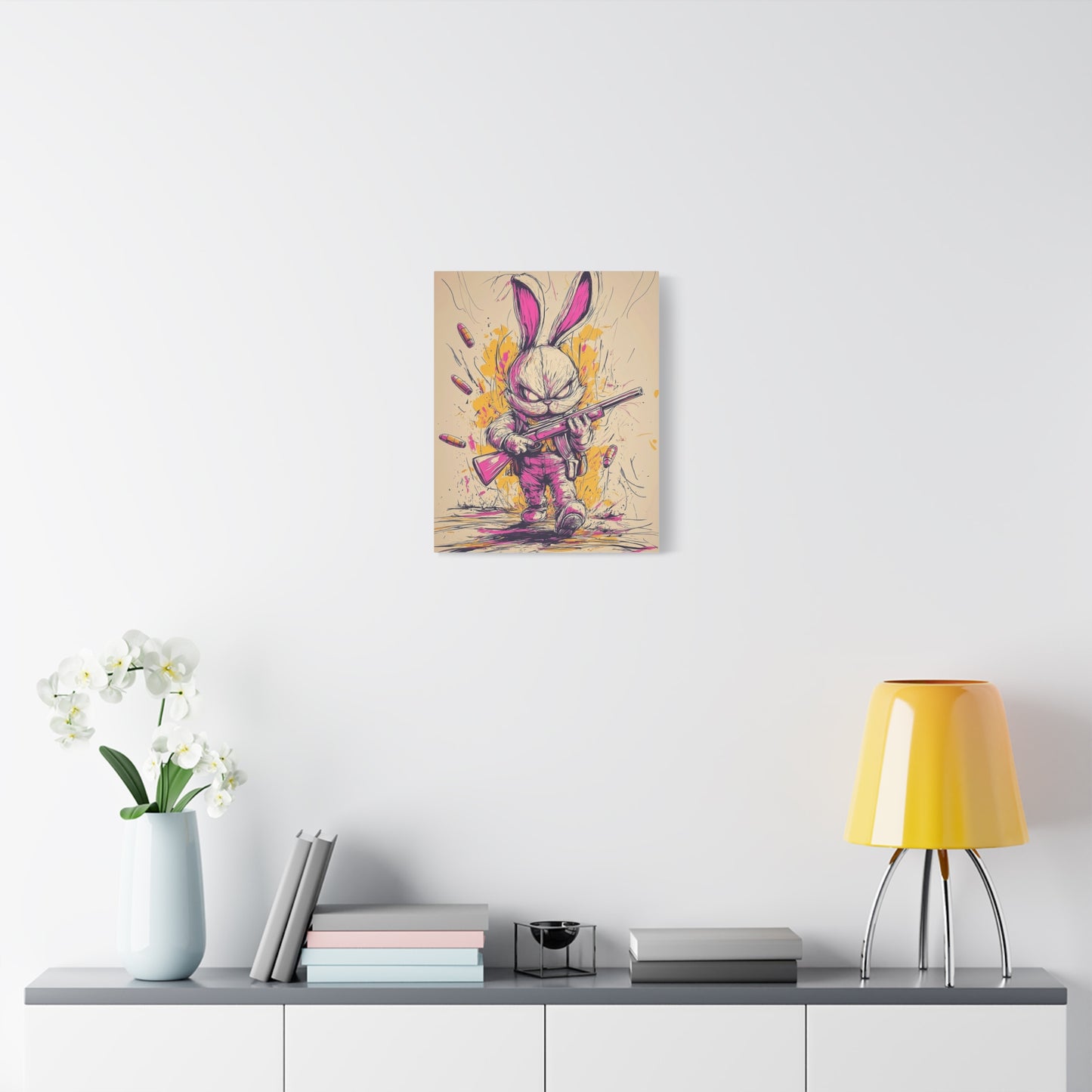 Battle-Ready Bunny: Fierce Matte Canvas Decor