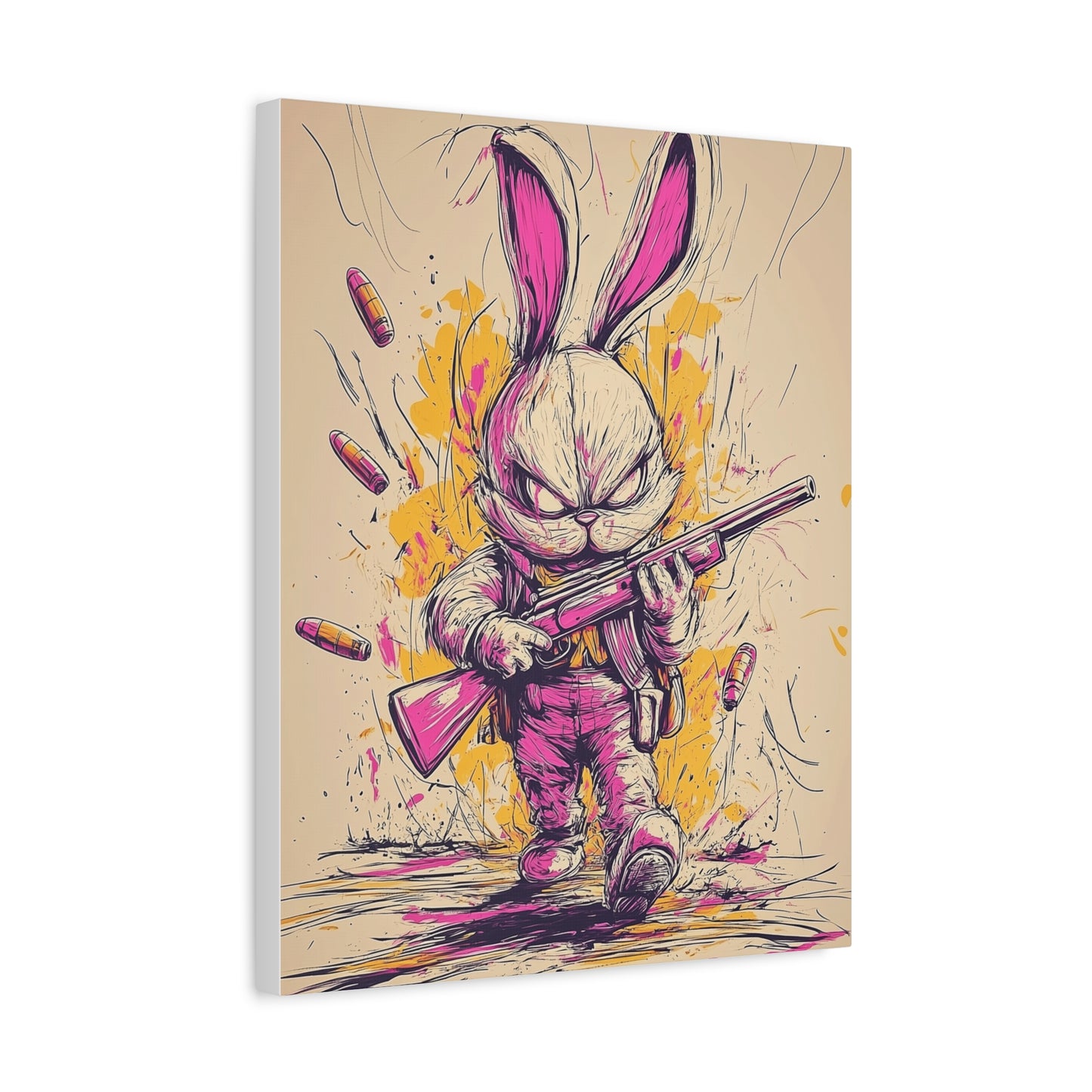 Battle-Ready Bunny: Fierce Matte Canvas Decor