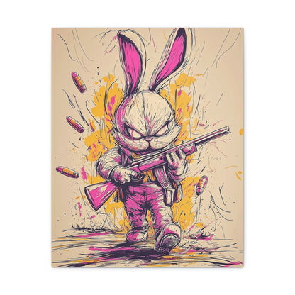 Battle-Ready Bunny: Fierce Matte Canvas Decor