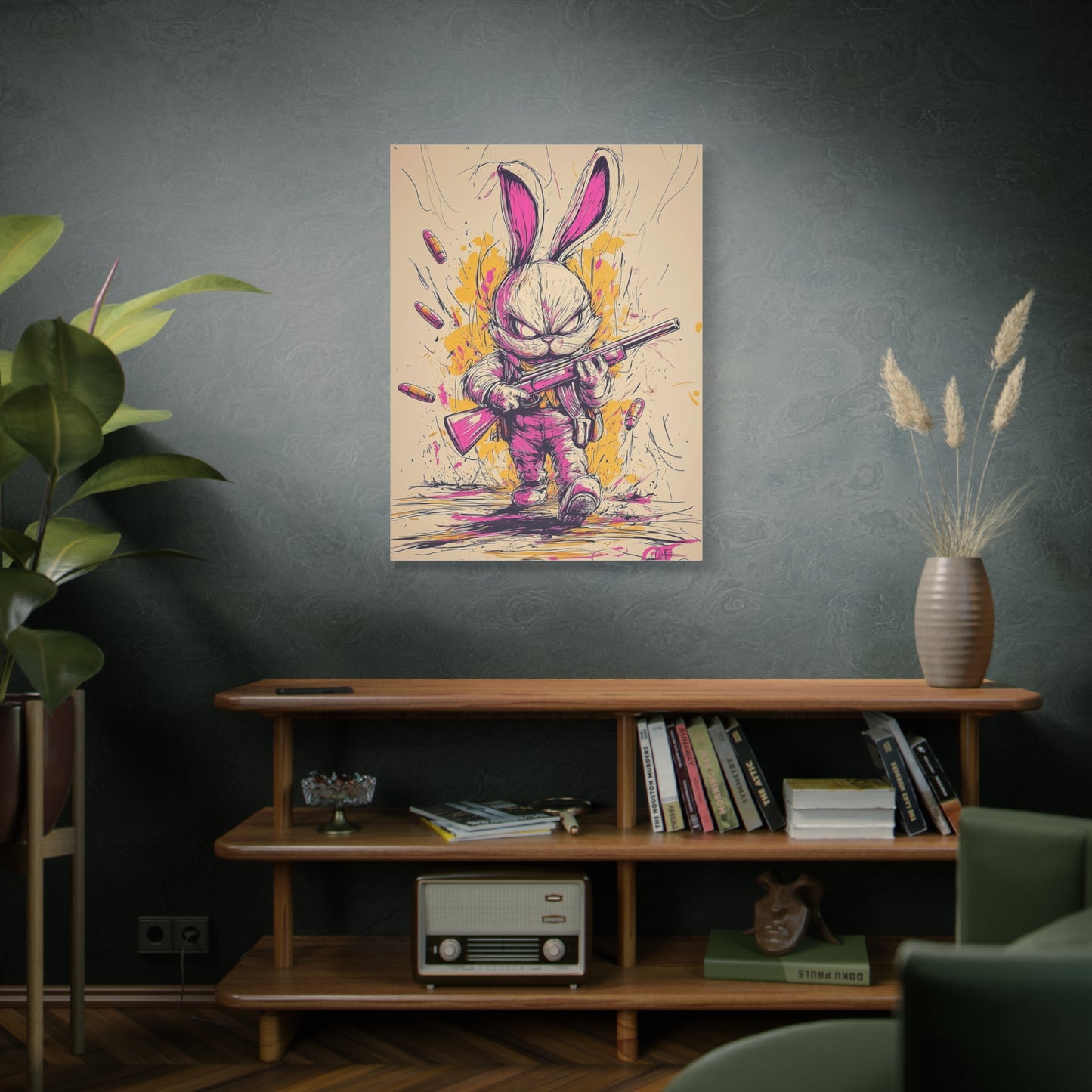 Battle-Ready Bunny: Fierce Matte Canvas Decor