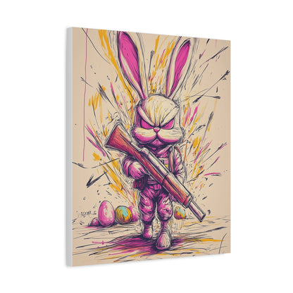 ﻿Battle-Ready Bunny: Fierce Matte Canvas Decor