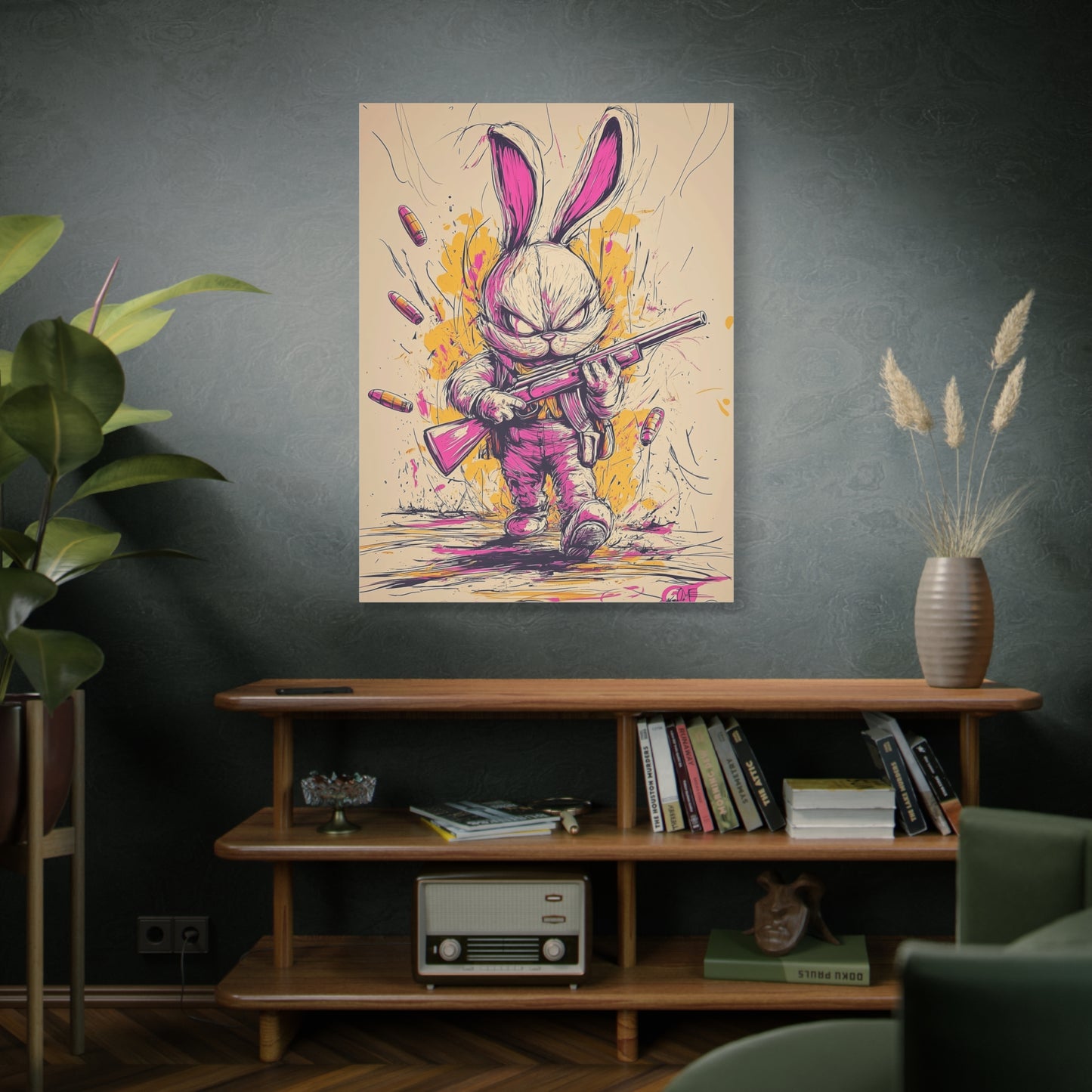 Battle-Ready Bunny: Fierce Matte Canvas Decor