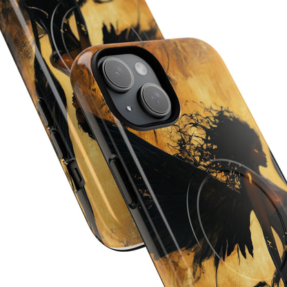 Midnight Ember: The Ebony Angel AI Phone Case