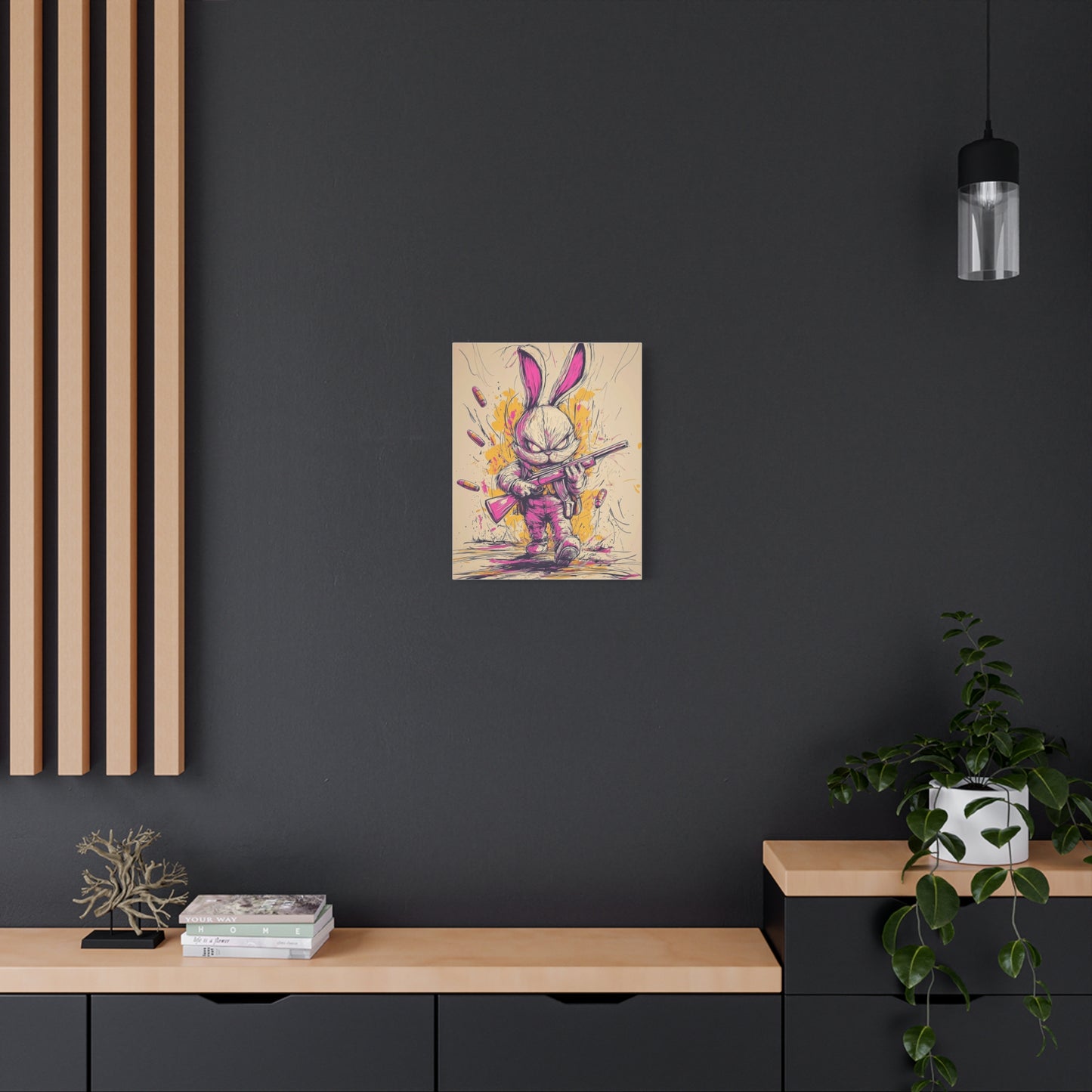 Battle-Ready Bunny: Fierce Matte Canvas Decor