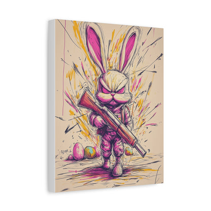 ﻿Battle-Ready Bunny: Fierce Matte Canvas Decor