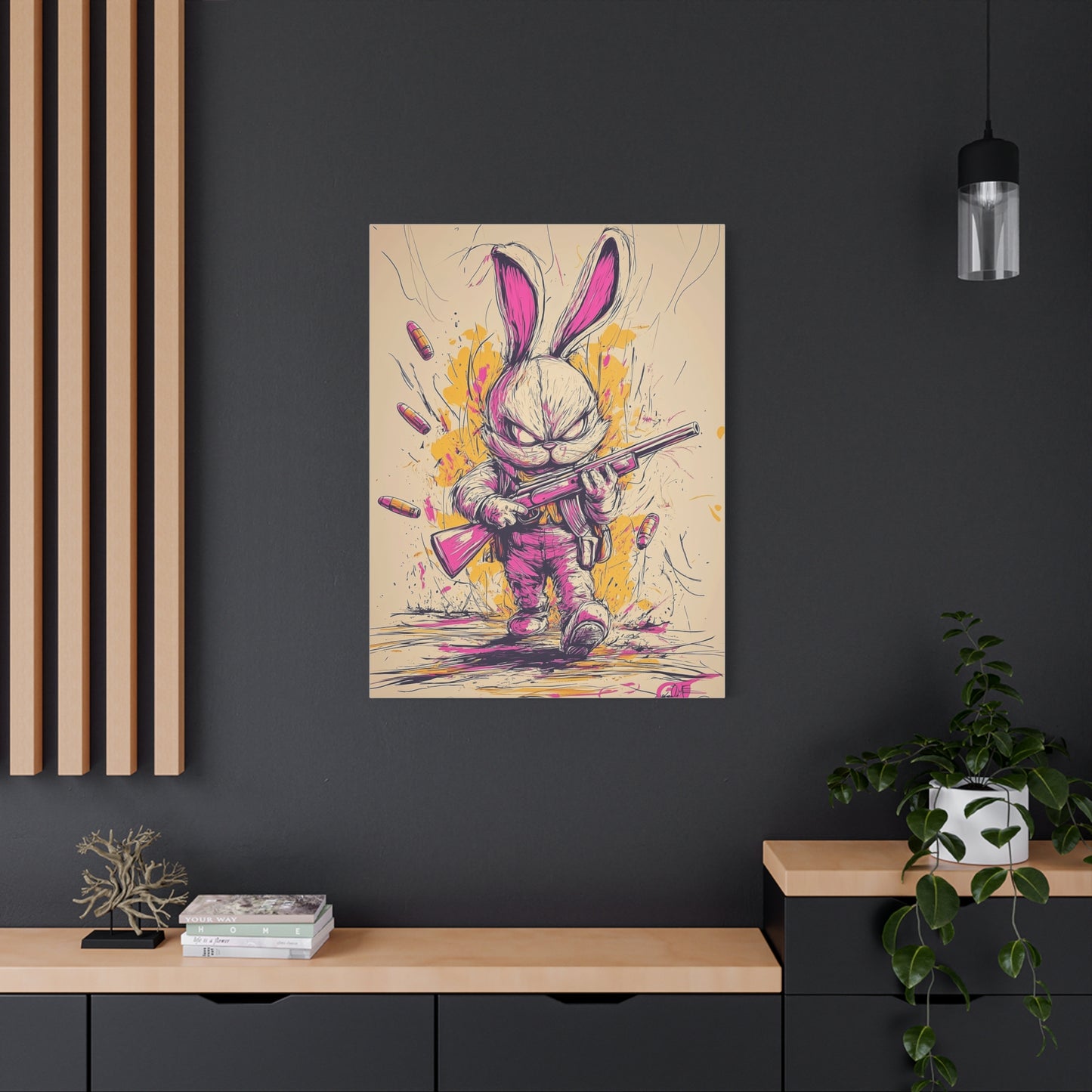 Battle-Ready Bunny: Fierce Matte Canvas Decor