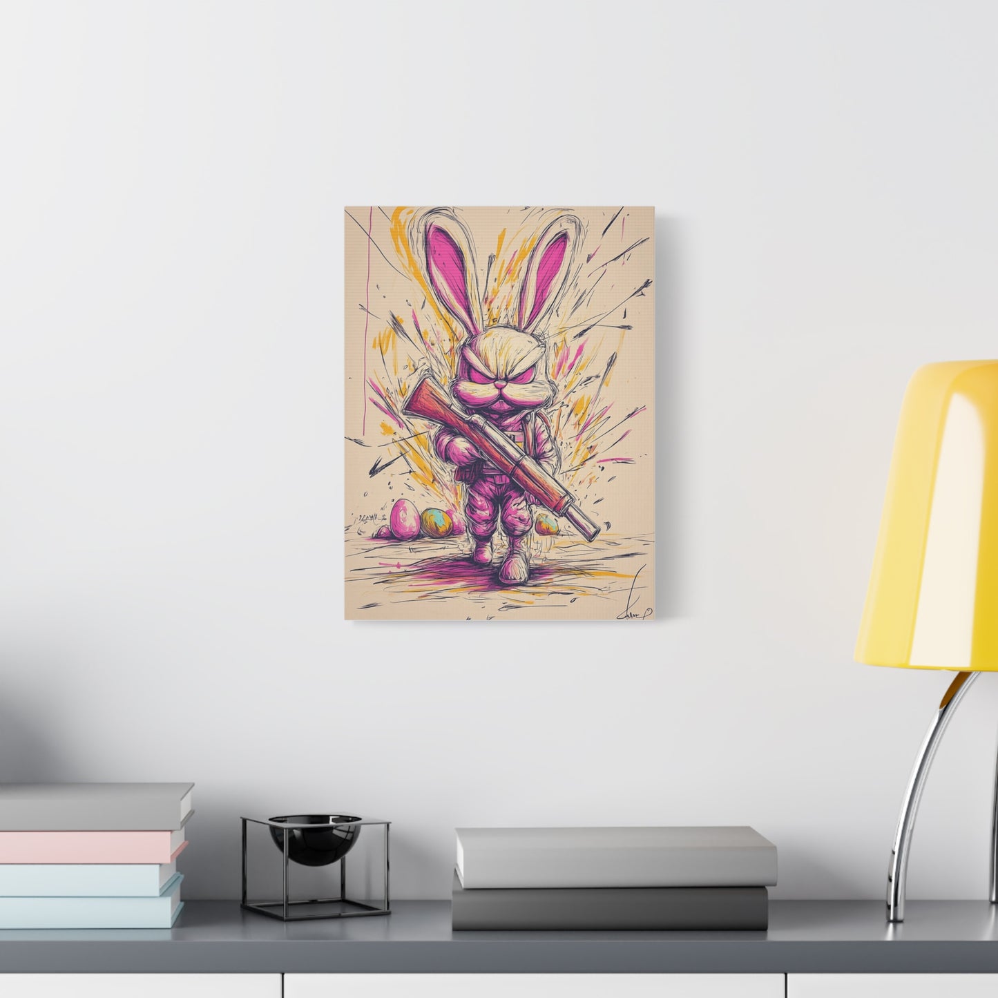 ﻿Battle-Ready Bunny: Fierce Matte Canvas Decor