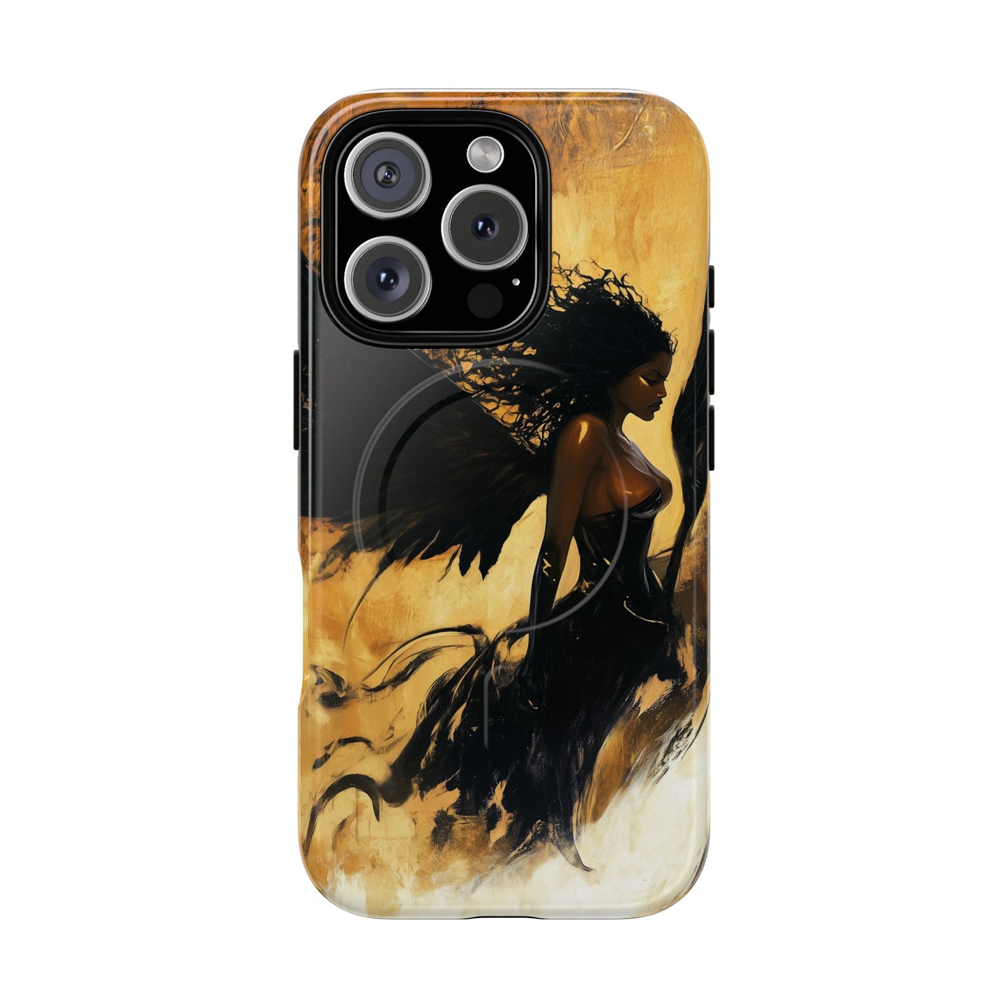 Midnight Ember: The Ebony Angel AI Phone Case