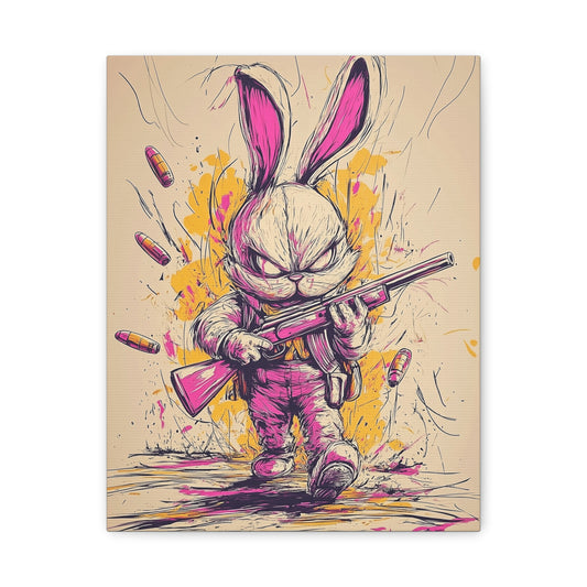 Battle-Ready Bunny: Fierce Matte Canvas Decor