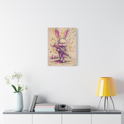 ﻿Battle-Ready Bunny: Fierce Matte Canvas Decor