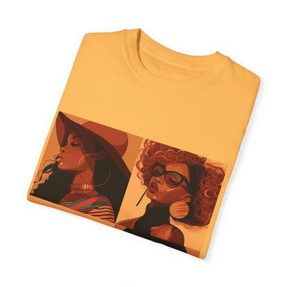 Vibrant Women's Empowerment T-Shirt – Garment-Dyed, Stylish Art Design