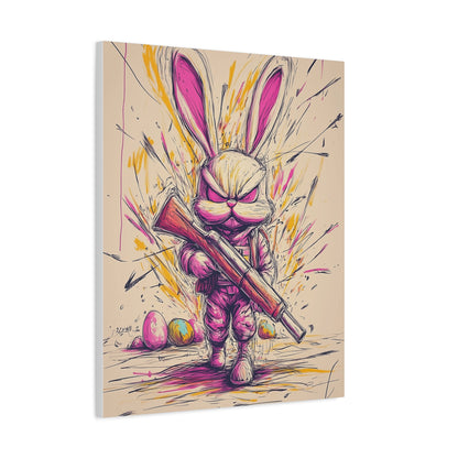 ﻿Battle-Ready Bunny: Fierce Matte Canvas Decor