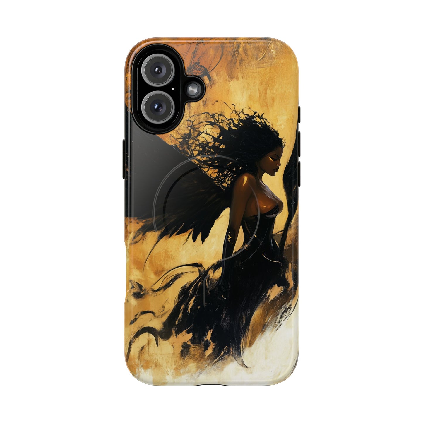 Midnight Ember: The Ebony Angel AI Phone Case