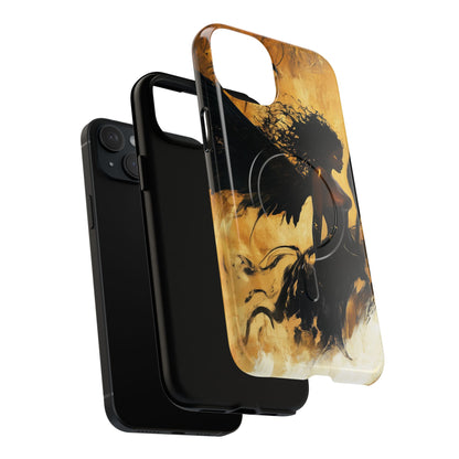 Midnight Ember: The Ebony Angel AI Phone Case