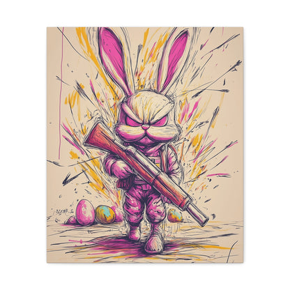 ﻿Battle-Ready Bunny: Fierce Matte Canvas Decor