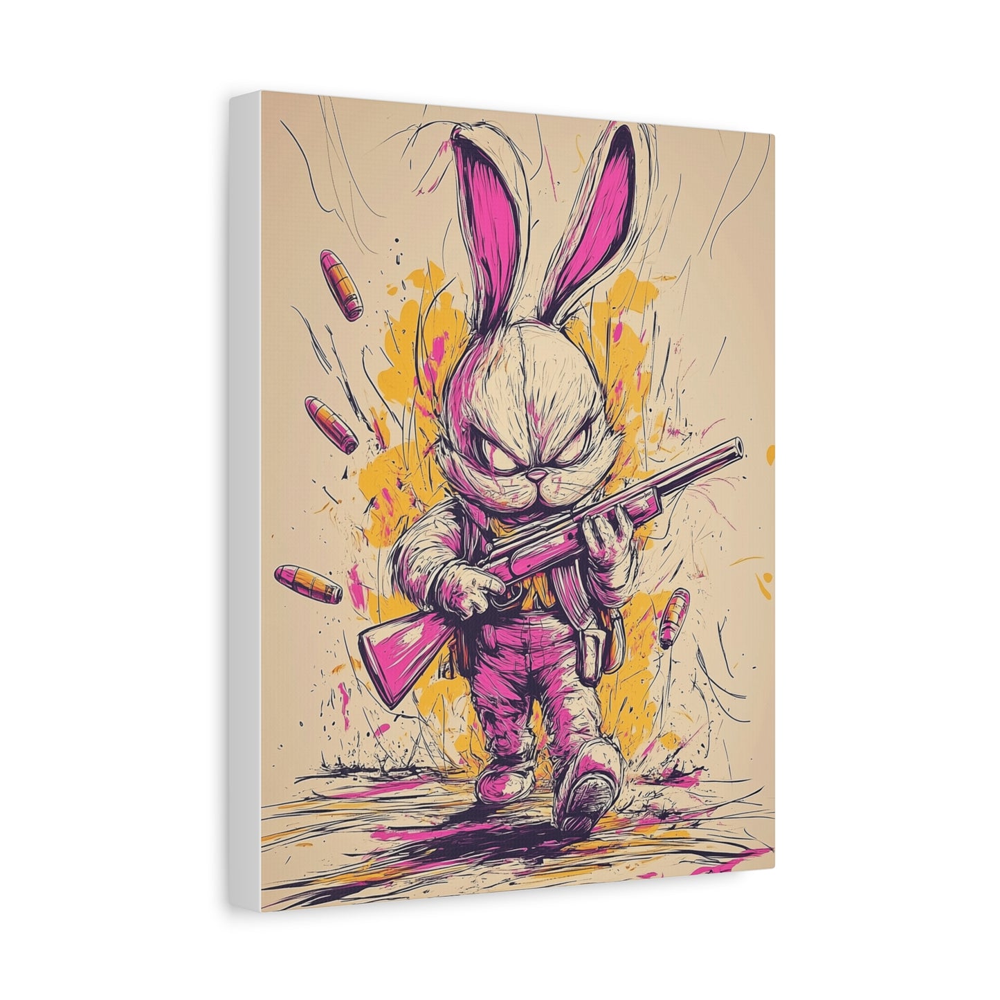 Battle-Ready Bunny: Fierce Matte Canvas Decor