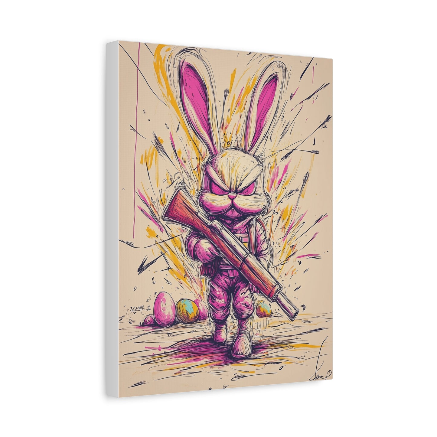 ﻿Battle-Ready Bunny: Fierce Matte Canvas Decor