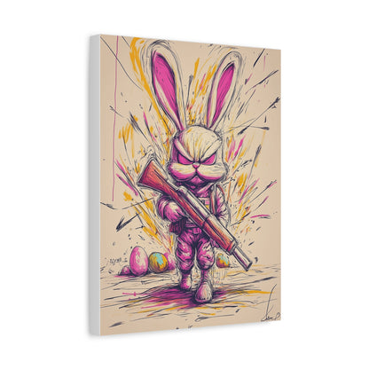 ﻿Battle-Ready Bunny: Fierce Matte Canvas Decor